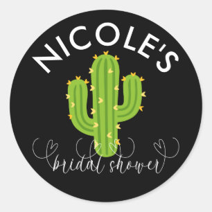 Yellow Heart Cactus Fiesta Love Bridal Shower Classic Round Sticker