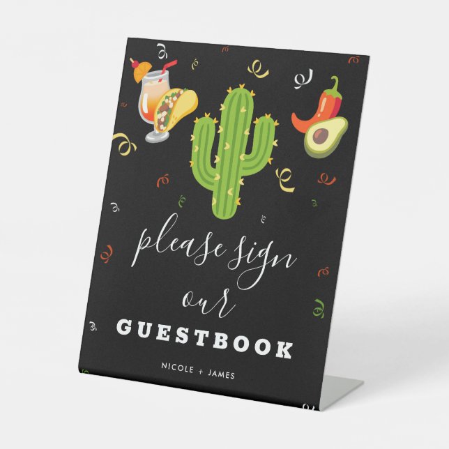 Yellow Heart Cactus Fiesta Love Guestbook Sign (Front)