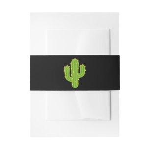 Yellow Heart Cactus Fiesta Love  Invitation Belly Band