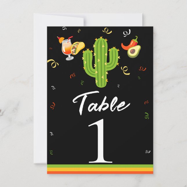 Yellow Heart Cactus Fiesta Love Table Number (Front)