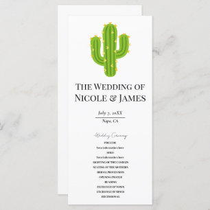 Yellow Heart Cactus Fiesta Love Wedding Program Menu