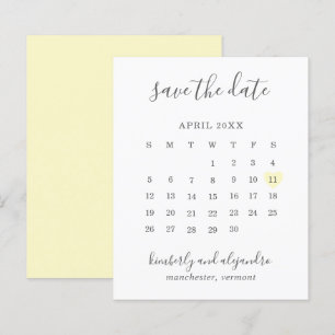 Yellow Heart Calender Budget Wedding Save the Date