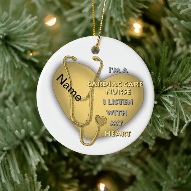 Yellow Heart Cardiac Care nurse Ceramic Tree Decoration (Tree)