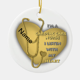 Yellow Heart Cardiac Care nurse Ceramic Tree Decoration