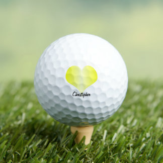 Yellow Heart Design Personalised Golf Balls