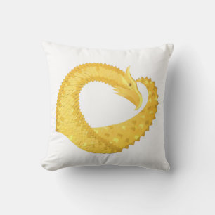 Yellow heart dragon on white cushion