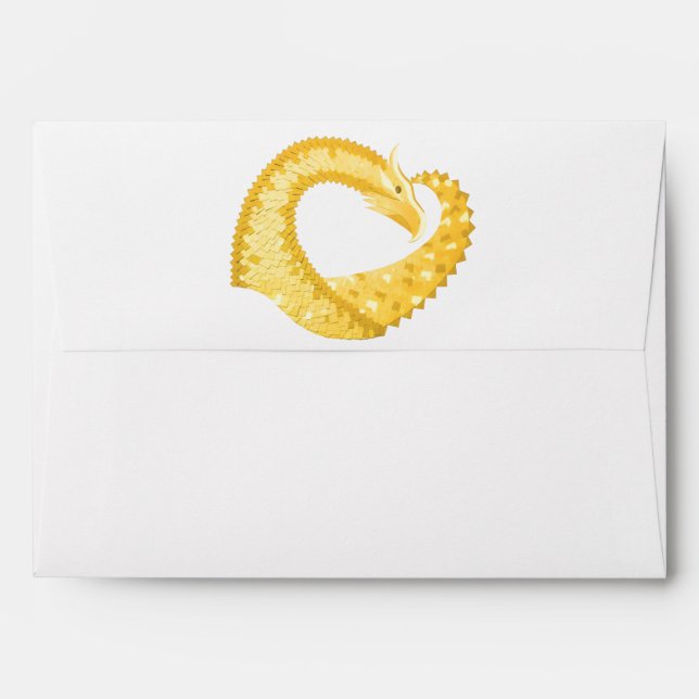 Yellow heart dragon on white envelope (Back (Top Flap))