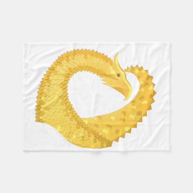 Yellow heart dragon on white fleece blanket (Front (Horizontal))