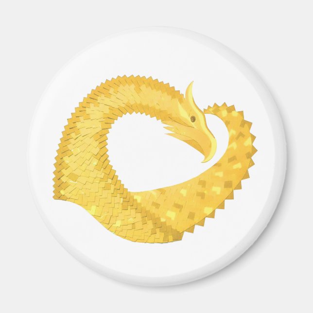 Yellow heart dragon on white magnet (Front)