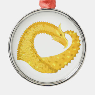 Yellow heart dragon on white metal tree decoration