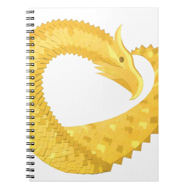 Yellow heart dragon on white notebook (Front)