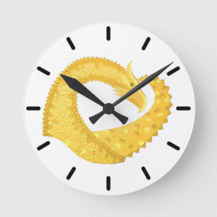 Yellow heart dragon on white round clock