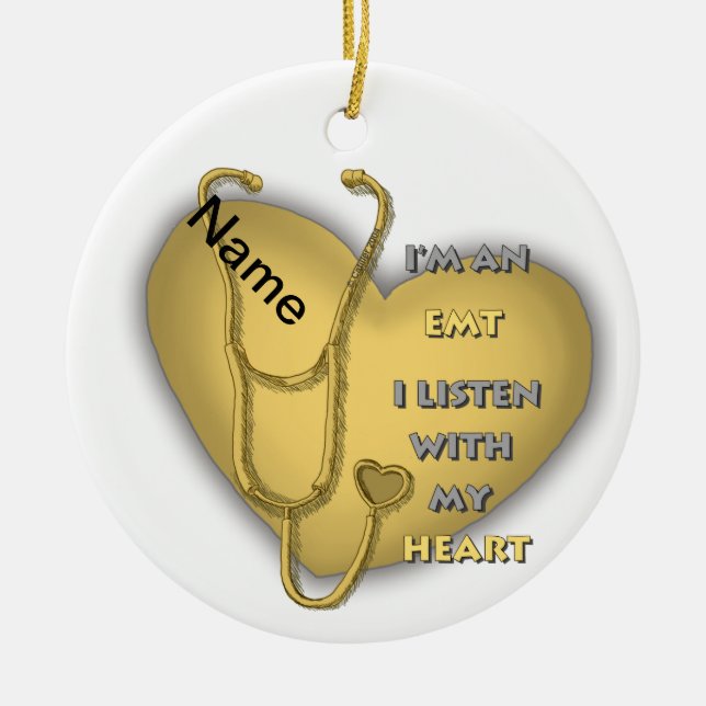 Yellow Heart EMT Ceramic Tree Decoration (Front)