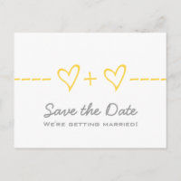 Yellow Heart Equation Save the Date Postcard