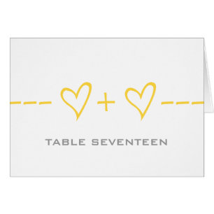 Yellow Heart Equation Table Number Card