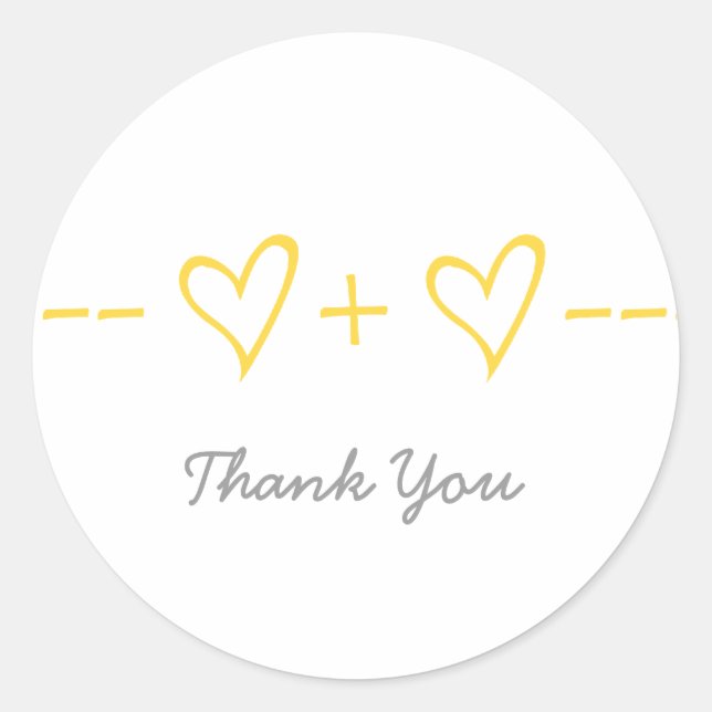 Yellow Heart Equation Thank You Stickers (Front)