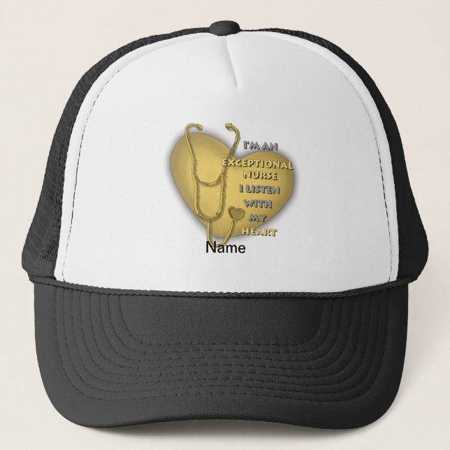 Yellow heart exceptional nurse  trucker hat (Front)