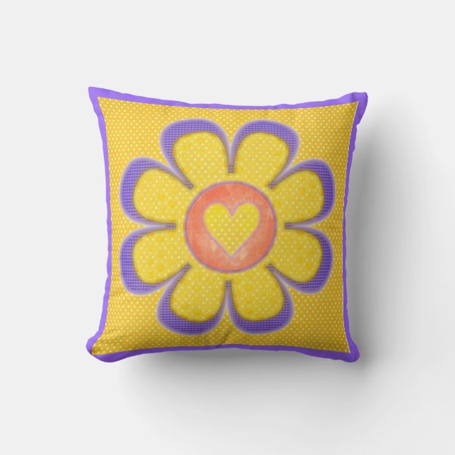Yellow Heart Flower Pillows (Front)