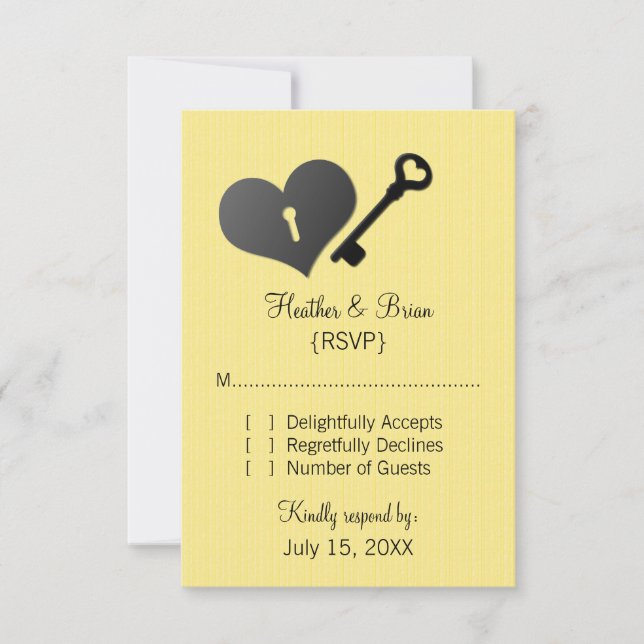 Yellow Heart Lock and Key Response Card (Front)