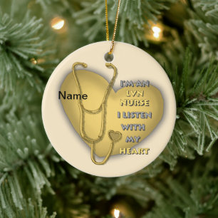 Yellow Heart LVN Nurse  ornament