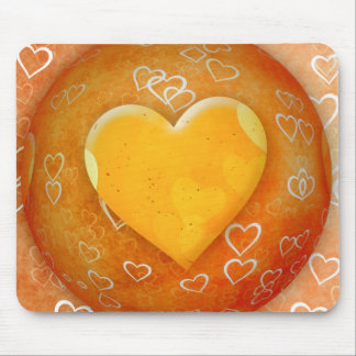 Yellow Heart Mouse Mat