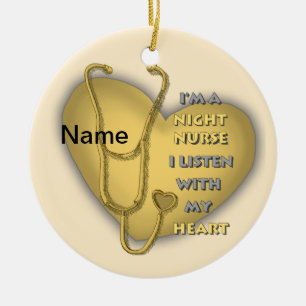 Yellow Heart Night Nurse Ceramic Tree Decoration