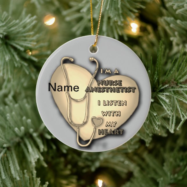 Yellow Heart Nurse Anaesthetist Ceramic Tree Decoration (Tree)