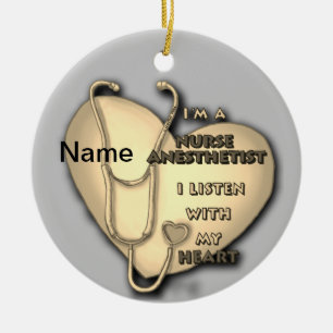 Yellow Heart Nurse Anaesthetist Ceramic Tree Decoration