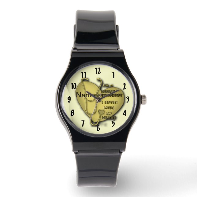 Yellow Heart Nurse Anaesthetist Watch (Front)