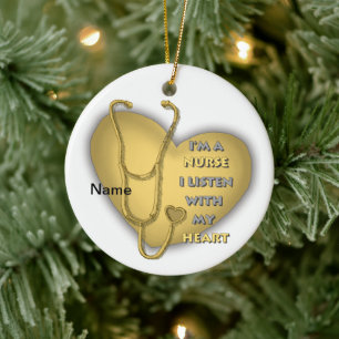 Yellow Heart Nurse  Ceramic Tree Decoration