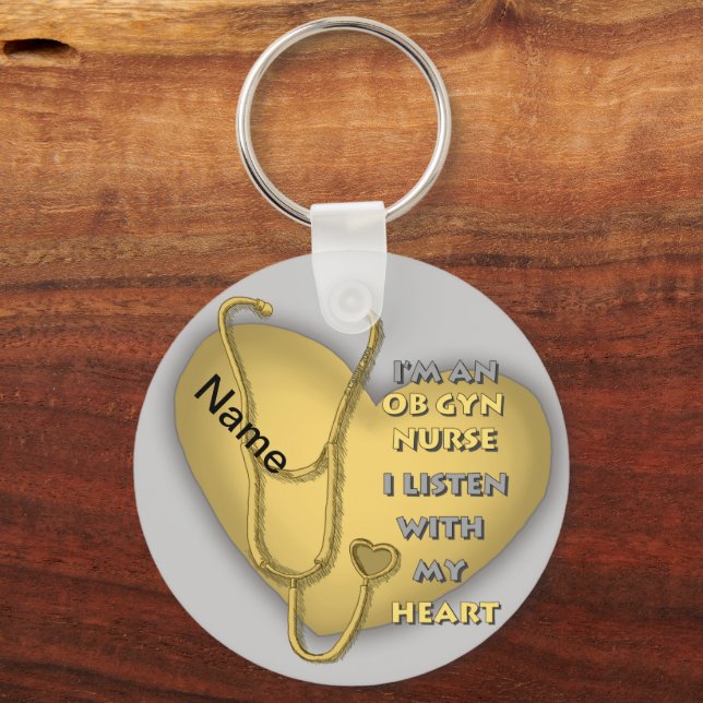 Yellow Heart ObGyn Nurse Key Ring (Front)
