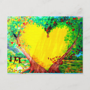 yellow heart postcard