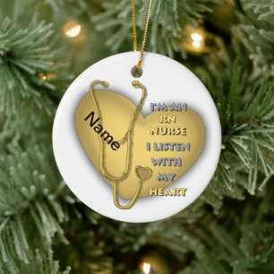 Yellow Heart RN Nurse ornament