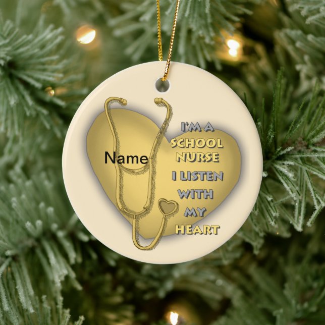 Yellow Heart School Nurse Ceramic Tree Decoration (Tree)