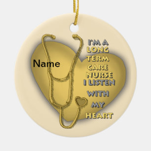Yellow Heart Term Care Nurse Ceramic Tree Decoration