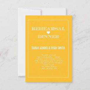 Yellow Heart Wedding Rehearsal Dinner Invitations