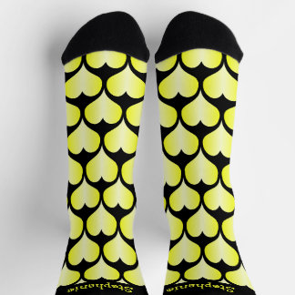 Yellow Hearts Design Personalised Socks
