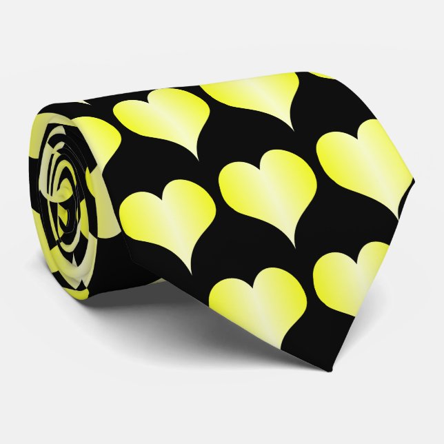 Yellow Hearts Design Tie (Rolled)