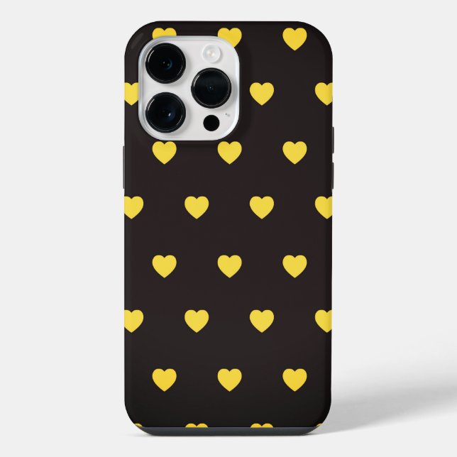 Yellow Hearts Pattern iPhone Case (Back)