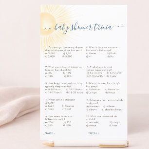 Yellow Here Comes The Sun Baby Shower Trivia Game