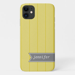 Yellow Herringbone Pattern {pick your colour} iPhone 11 Case