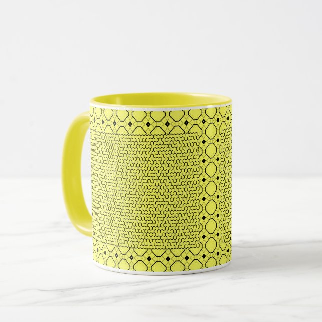 Yellow Hexagon Maze Mug (Front Left)