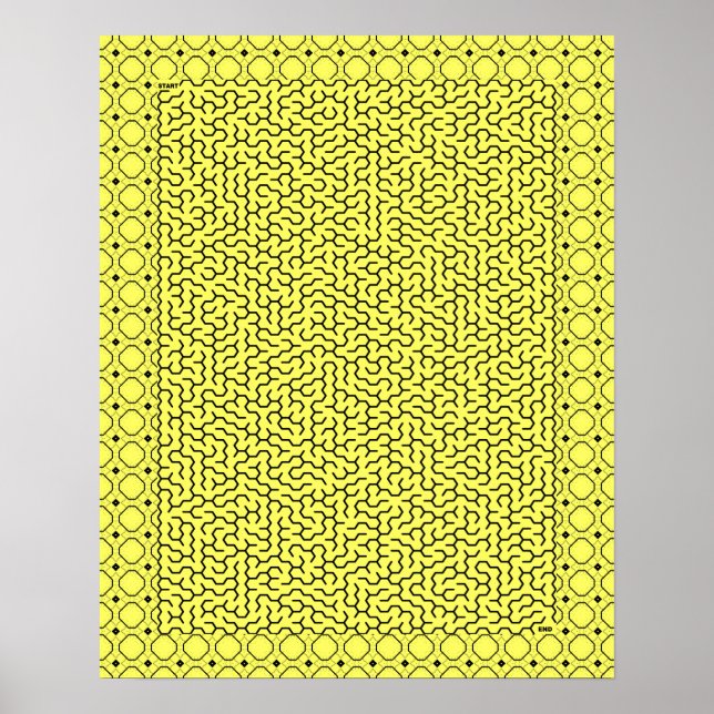 Yellow Hexagon Maze Poster (Front)
