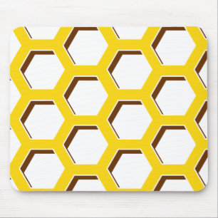 Yellow Hexagon Pattern Mouse Mat