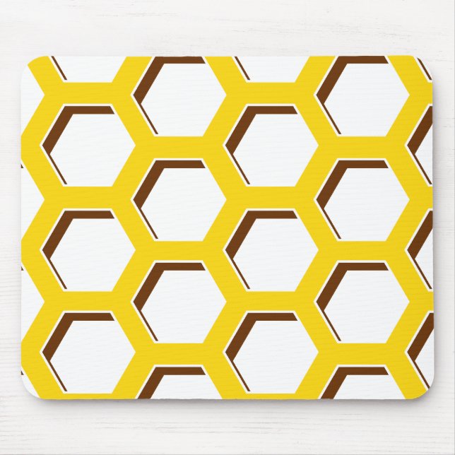 Yellow Hexagon Pattern Mouse Mat (Front)