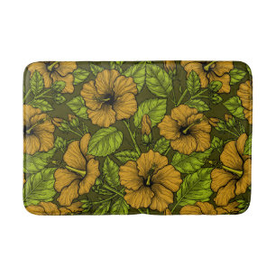Yellow hibiscus bath mat