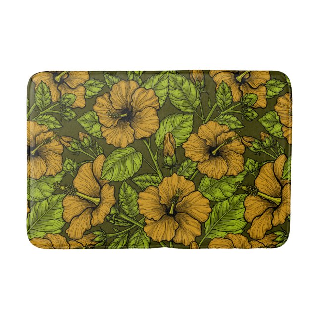 Yellow hibiscus bath mat (Front)