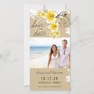 Yellow Hibiscus Beach Wedding Photo Save The Date