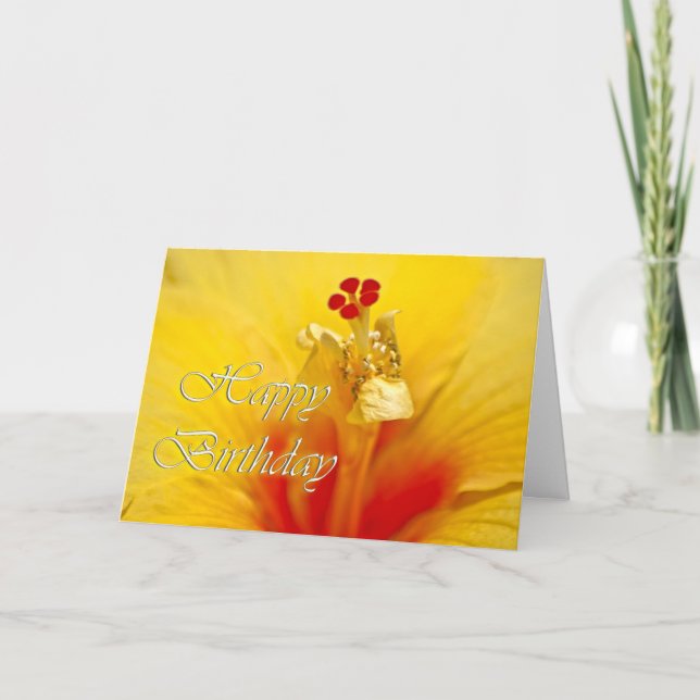 Yellow Hibiscus Birthday Card (Front)
