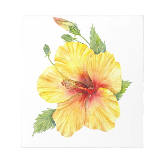Yellow Hibiscus Botanical Art Notepad (Front)